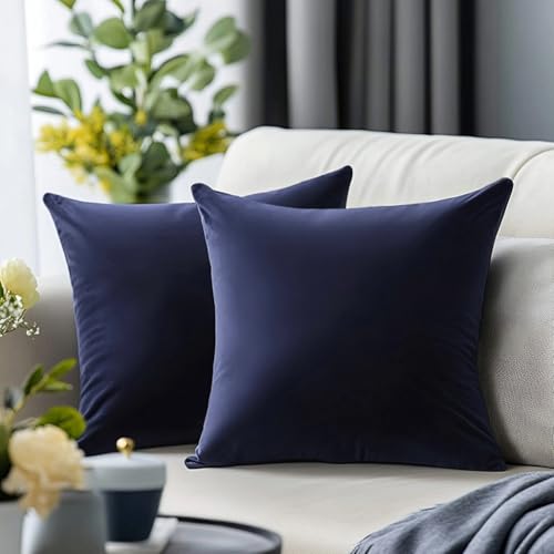 QUORGVES Navy Blue Pillow Covers 18x18 inch Set of 2 Velvet Decorative Throw Pillows for Independence Day 4th of July Living Room Sofa Couch Bed Bedroom (Dark Navy Blue) - Image 5