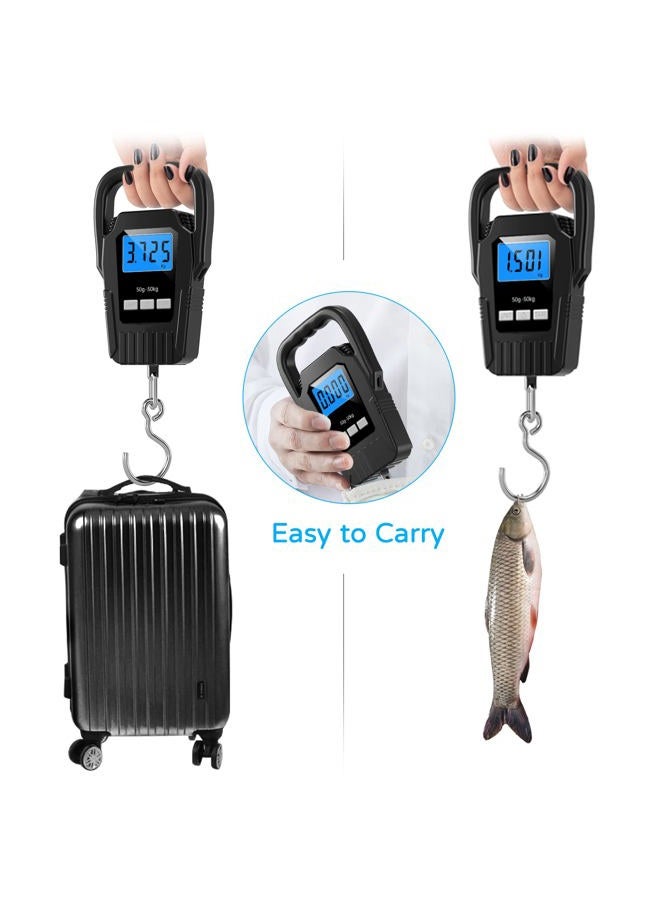 SKEAP Digital Fish Scale Hanging Scale Fishing Scale, 110lb/50kg Luggage Scale,Fish Weighing Scale, Upgrade Large Handle & Backlit LCD Display, Postal Scale,Black,Fishing Gifts for Men,Black - Image 2