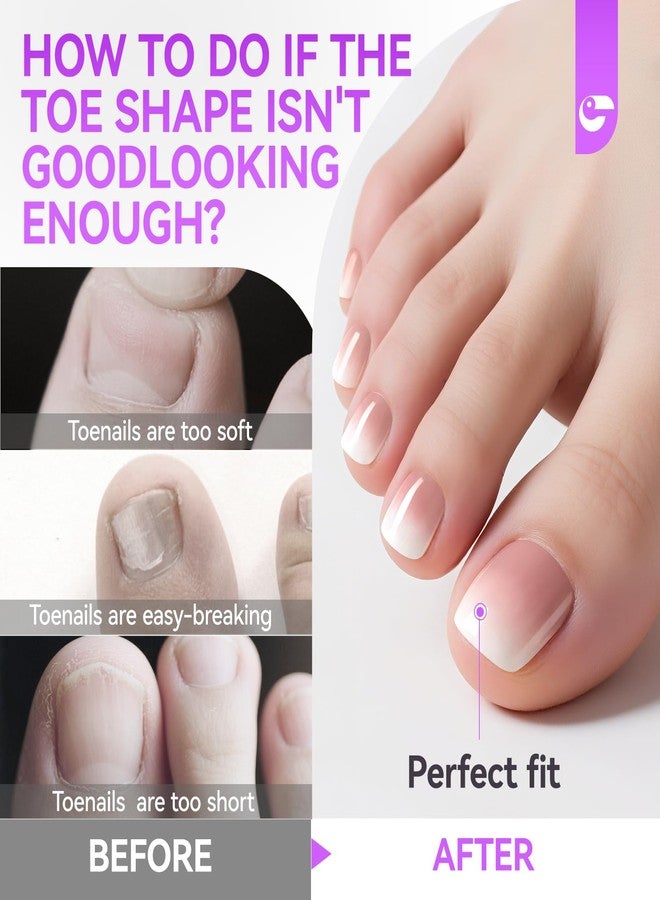 Gelike Ec Press on Toenails for Wide Beds: 240 Pcs Natural Nude Ombre French Short Square Soft Gel Full Cover Fake Toenails, Understated Elegance & Clean Aesthetic for Everyday Wear, 15 Sizes - Image 2