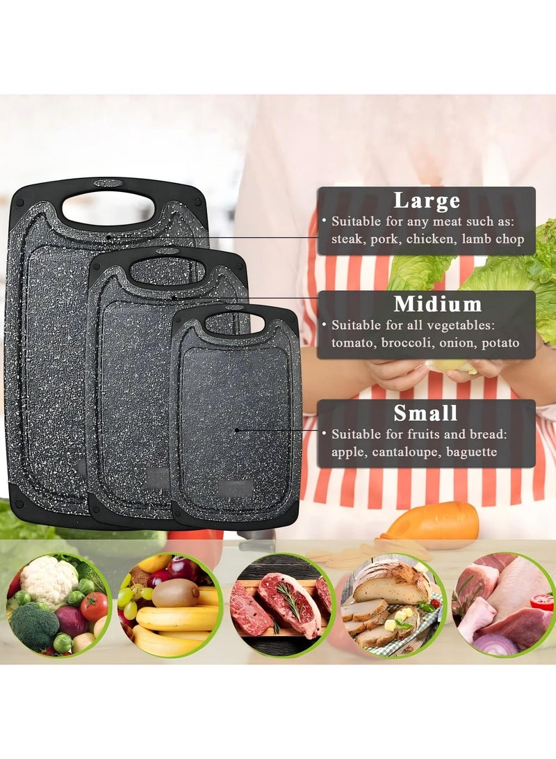 DUNISO Kitchen Cutting Board, 3Pcs Double-Sided Chopping Board with Easy Grip Handle, BPA Free, Durable Non-Slip Cutting Board for Meat, Cheese, Fruit, Vegetables, Dishwasher Safe - Image 1