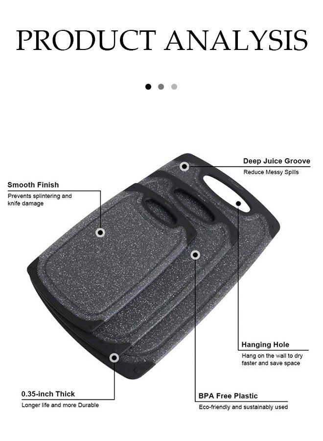 DUNISO Kitchen Cutting Board, 3Pcs Double-Sided Chopping Board with Easy Grip Handle, BPA Free, Durable Non-Slip Cutting Board for Meat, Cheese, Fruit, Vegetables, Dishwasher Safe - Image 5