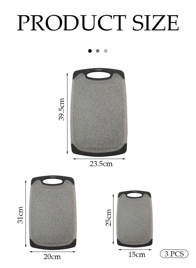 DUNISO Kitchen Cutting Board, 3Pcs Double-Sided Chopping Board with Easy Grip Handle, BPA Free, Durable Non-Slip Cutting Board for Meat, Cheese, Fruit, Vegetables, Dishwasher Safe - Image 2