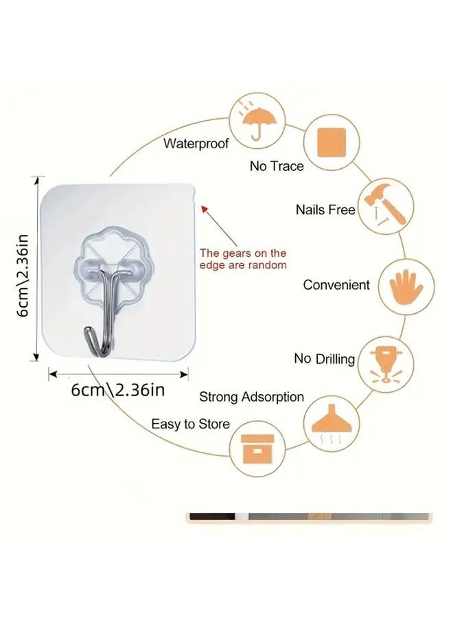 2025 جديد 10 حزم من خطافات لاصقة شفافة سهلة التركيب بدون حائط الحفر جبل بلاط - Image 4