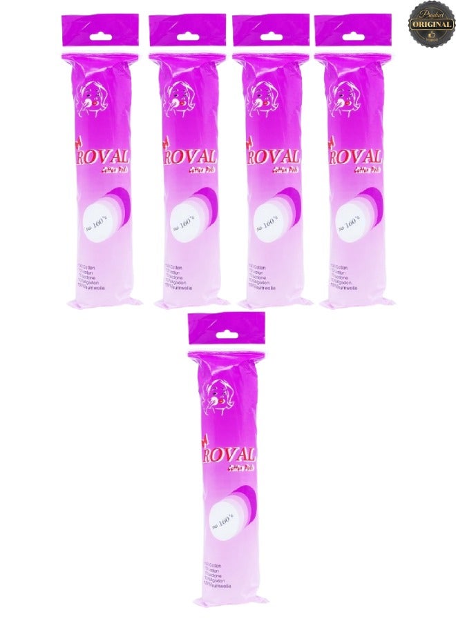 ROVAL 5 Pieces Cotton Pads 160 Pcs - Image 1