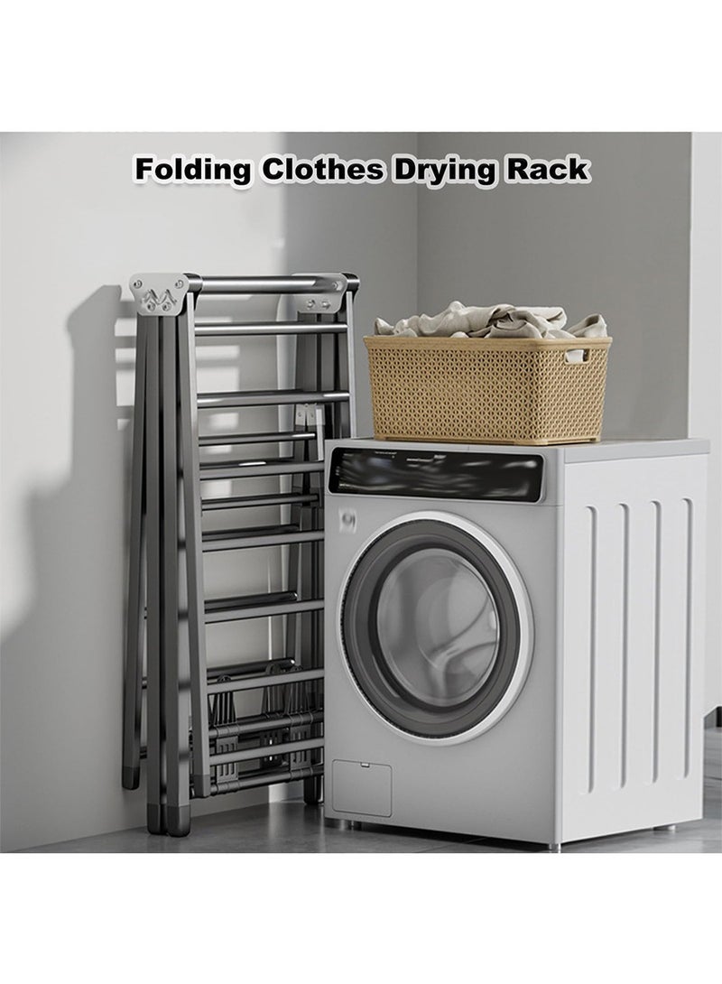 زوكنج رف تجفيف الملابس القابل للطي لمجفف الملابس من ZUCNG مع 4 حاملات أحذية، شماعة غسيل قابلة للطي من 3 طبقات، رف تجفيف ملابس قابل للتعديل بارتفاع 3، مقاوم للرياح، للاستخدام الخارجي في الأماكن المغلقة (180 سم) - Image 3