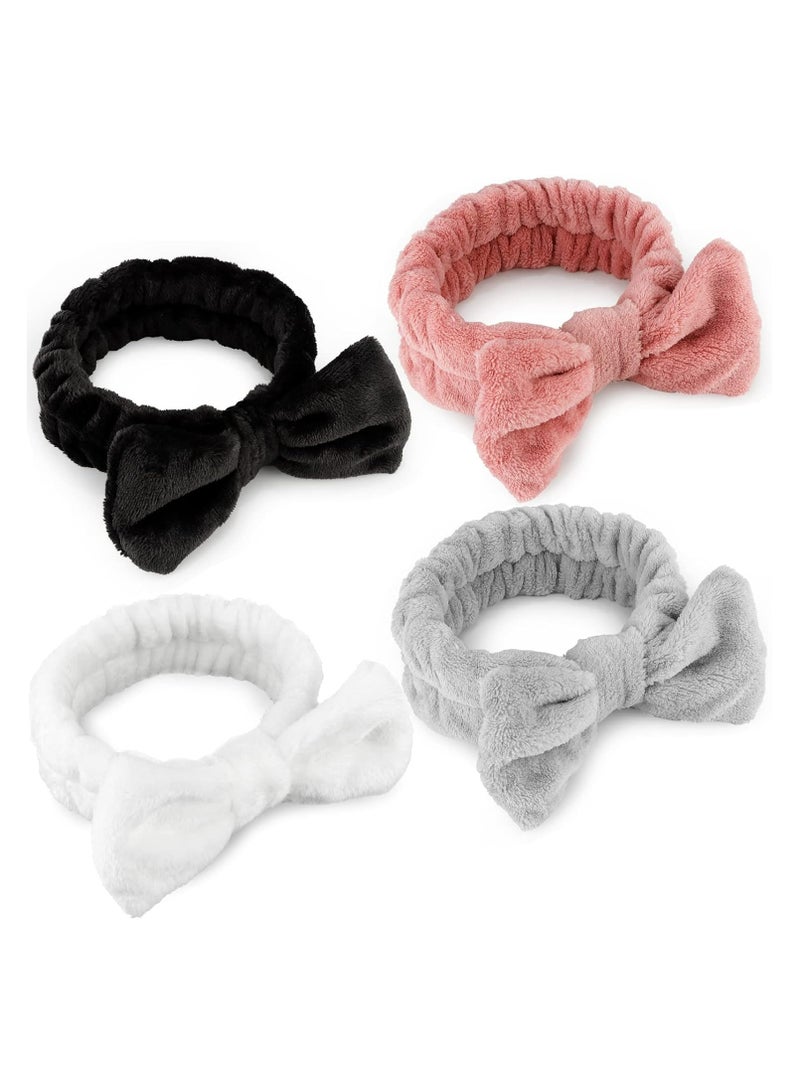 Loquat 4 Pack Super Soft Microfiber Spa Headbands, Elastic Bow, for Women  Girls, Ideal for Face Washing, Shower. - Image 1