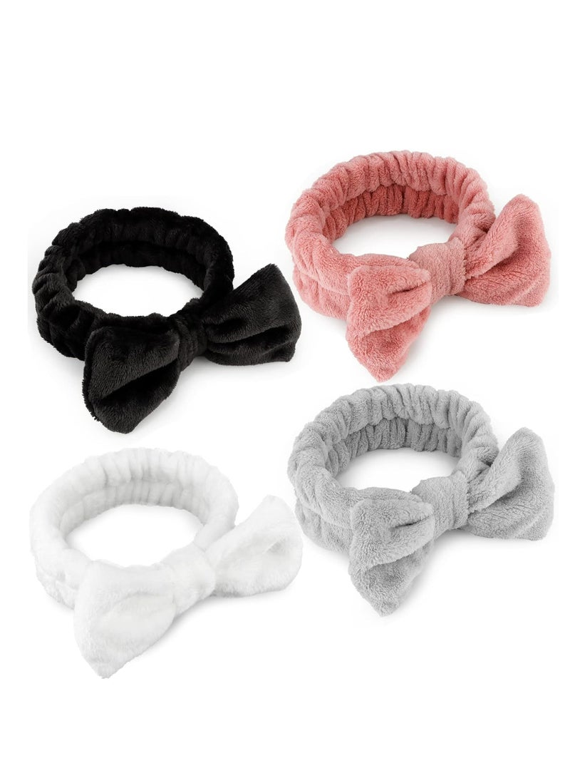 Loquat 4 Pack Super Soft Microfiber Spa Headbands, Elastic Bow, for Women  Girls, Ideal for Face Washing, Shower. - Image 2