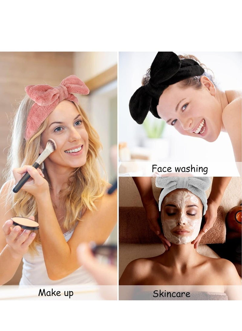 Loquat 4 Pack Super Soft Microfiber Spa Headbands, Elastic Bow, for Women  Girls, Ideal for Face Washing, Shower. - Image 3