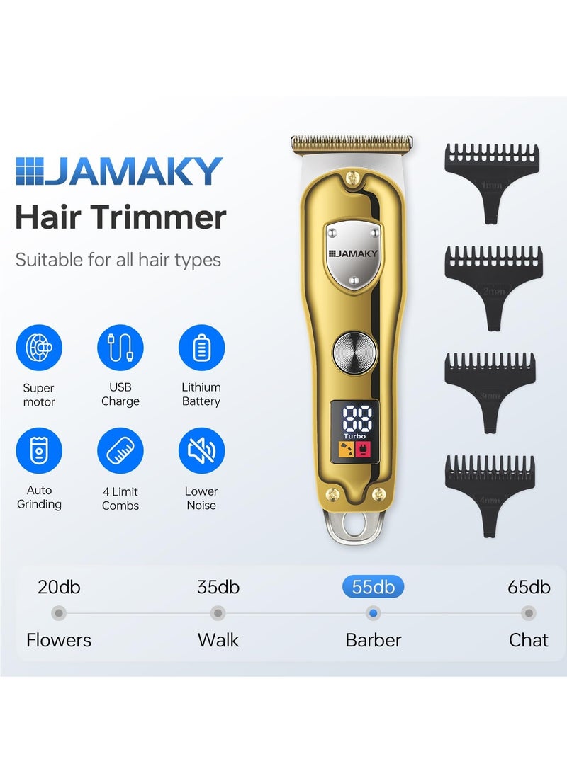 JAMAKY Italy High Performance Beard & Mustache Trimmer for Men with Italian technology  - Cordless and Powerful Neck & Hair Trimmer, Stainless Steel Blades with 4 Combs, 100 Min Runtime, Ideal for Barbers & Travel  - Image 3