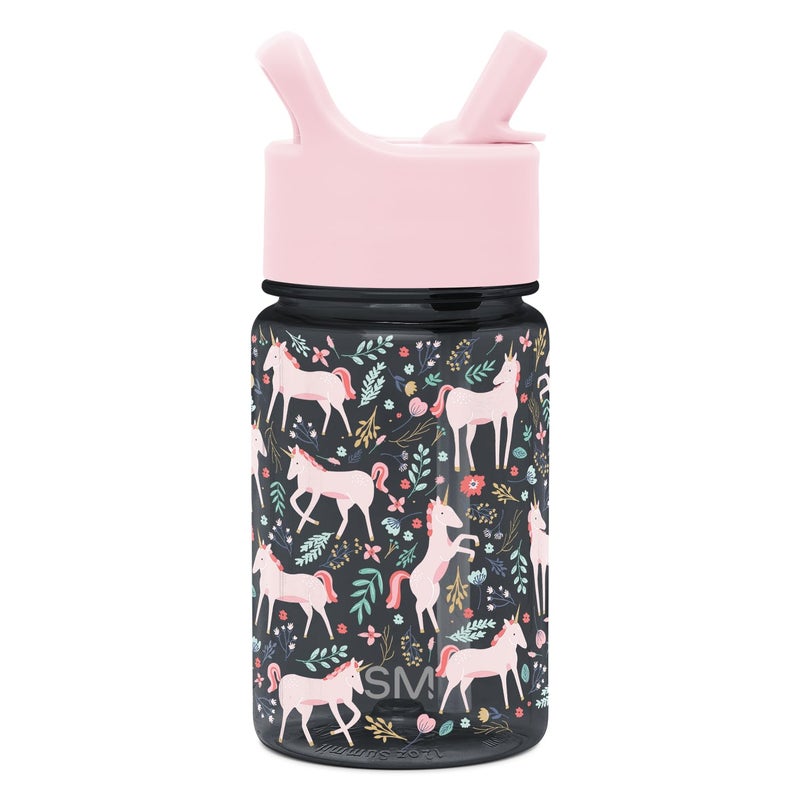 Simple Modern Kids Water Bottle Plastic BPA-Free Tritan Cup with Leak Proof Straw Lid | Reusable and Durable for Toddlers, Girls | Summit Collection | 12oz, Unicorn Fields - Image 1