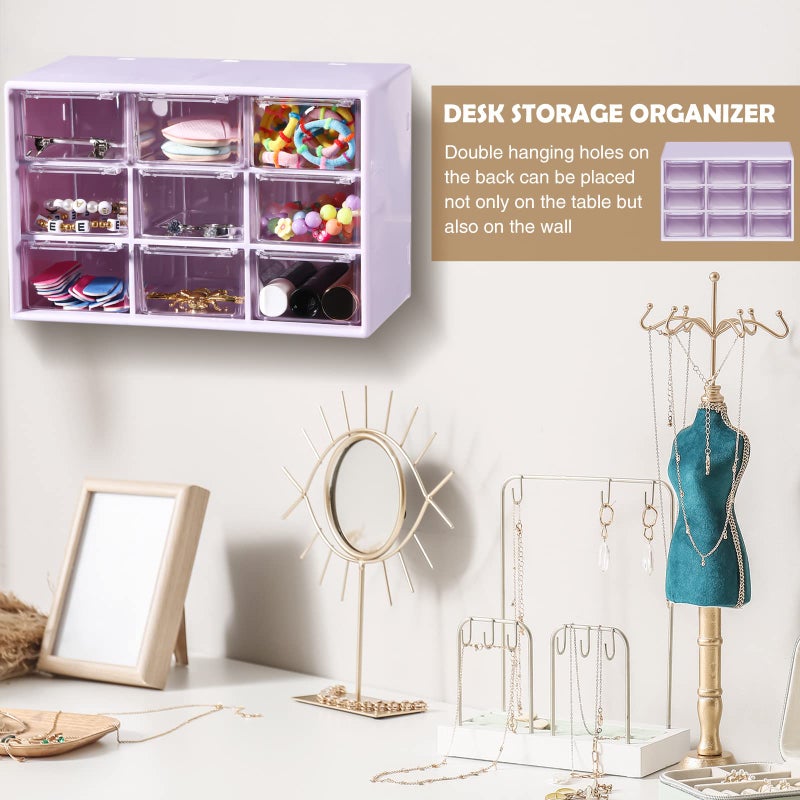 Amyhill 6 Pcs Mini Drawer Organizer Small Organizer with 9 Drawers Plastic Desktop Craft Storage Box for Office Home Room Jewelry Cosmetics Collection(Purple) - Image 5