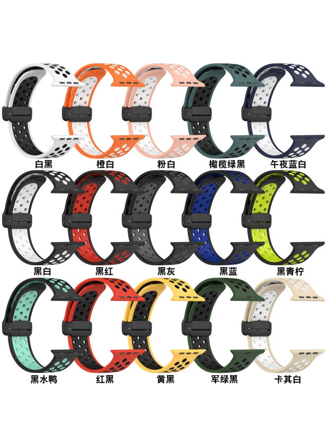 LS For Apple Watch Ultra Apple 1-10 Generations Universal Magnetic Buckle Nike Breathable Two-color Strap - Image 3