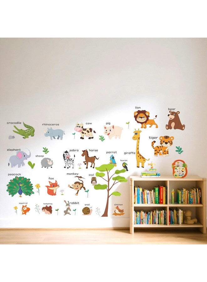 LOMILY Large Animals Learning Educational Wall Stickers Kids,Nursery Playroom Wall Decals,Daycare Preschool Classroom Wall Stickers Peel and Stick Removable,Cute Wall Decor for Boy,Girl,Toddler,Baby. - Image 3