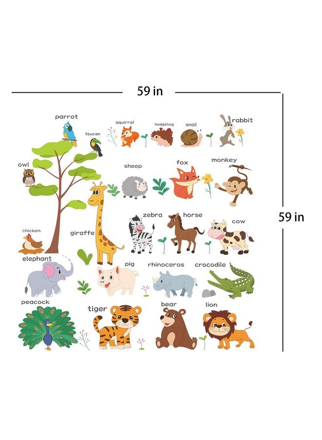 LOMILY Large Animals Learning Educational Wall Stickers Kids,Nursery Playroom Wall Decals,Daycare Preschool Classroom Wall Stickers Peel and Stick Removable,Cute Wall Decor for Boy,Girl,Toddler,Baby. - Image 2