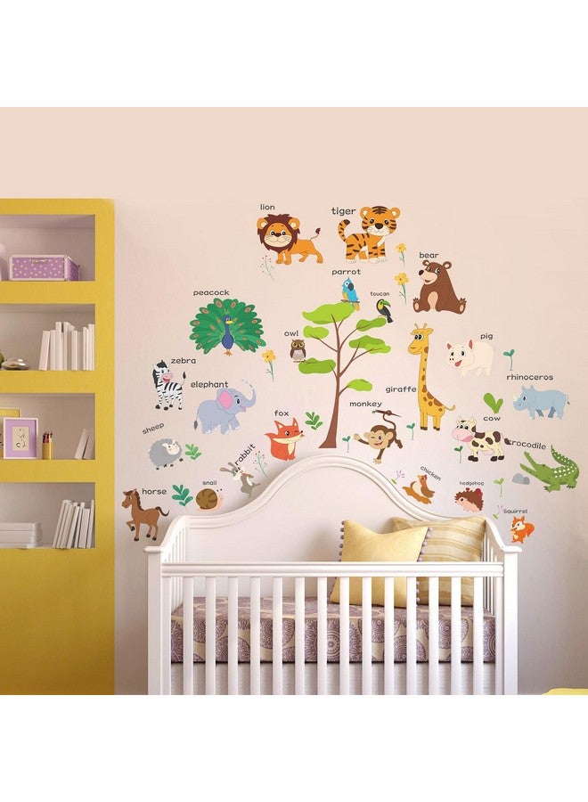 LOMILY Large Animals Learning Educational Wall Stickers Kids,Nursery Playroom Wall Decals,Daycare Preschool Classroom Wall Stickers Peel and Stick Removable,Cute Wall Decor for Boy,Girl,Toddler,Baby. - Image 4