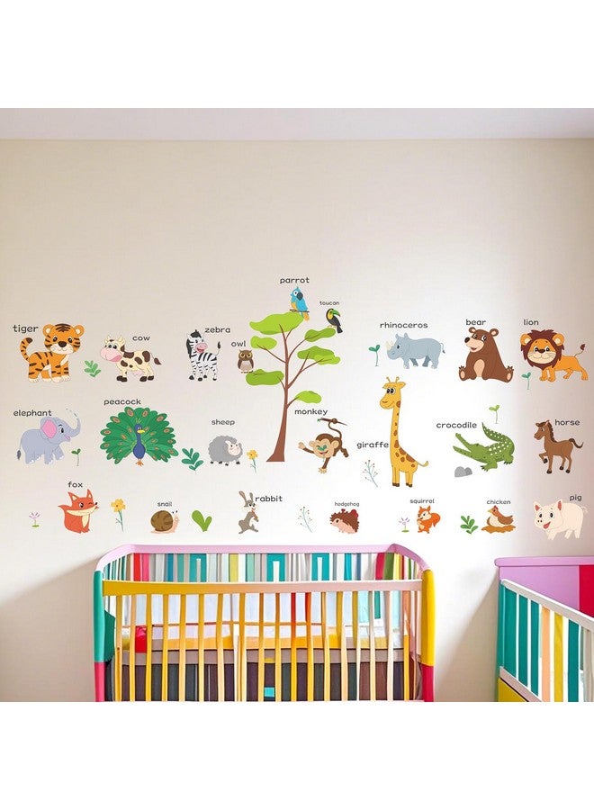 LOMILY Large Animals Learning Educational Wall Stickers Kids,Nursery Playroom Wall Decals,Daycare Preschool Classroom Wall Stickers Peel and Stick Removable,Cute Wall Decor for Boy,Girl,Toddler,Baby. - Image 5