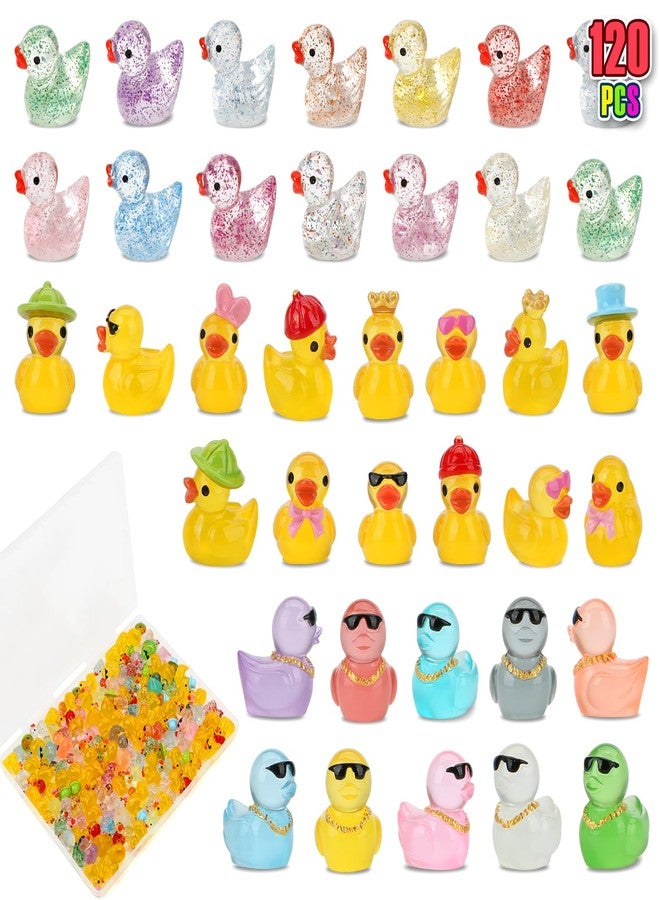 Bingcute 120 Pcs Mini Resin Ducks, Tiny Animals Figures to Hide Small Little Plastic Miniature Ducks Bulk for Dollhouse Decor Home Office Potted Fish Tank Aquarium Landscape Micro Fairy Garden Accessories - Image 1
