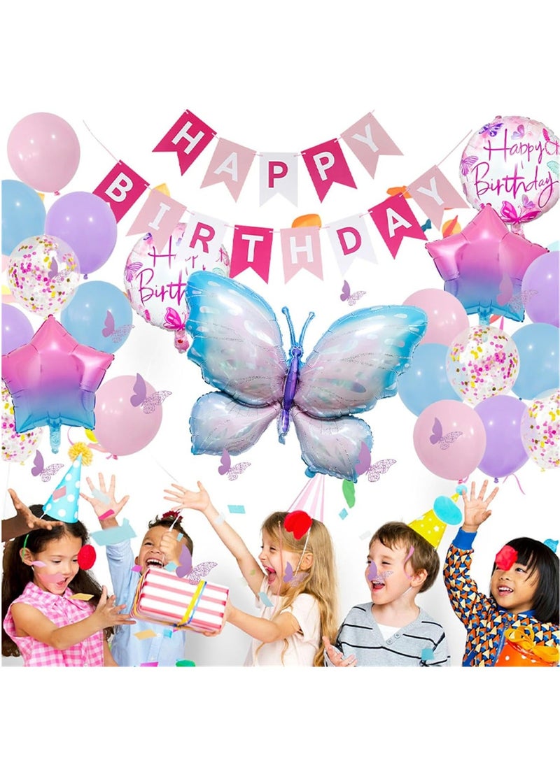 DUNISO Butterfly Birthday Party Decorations, Pastel Macaron Purple Pink Party Balloon With Matallic Pink Purple Confetti Latex Balloons For Girls Butterfly Theme Birthday Decorations - Image 5