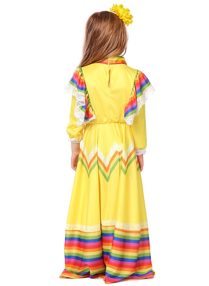 Al Aoyama - Mexican Dress for Girls Kids Tradition Princess Dress Halloween Costume Carnival Birthday Party Costumes - Image 1