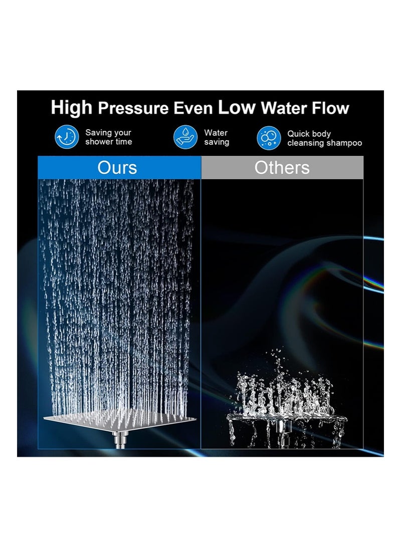 هالونهي مجموعة رأس الدش، رأس دش مطري عالي الضغط 10 بوصة مع ذراع تمديد قابل للتعديل 11 بوصة و5 إعدادات محمولة باليد، رذاذ دش قوي ضد الماء منخفض الضغط مع خرطوم طويل (فضي) - Image 5