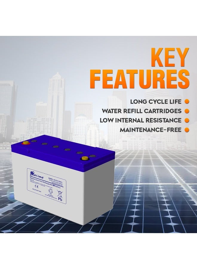 Maxima 12V 100Ah Gel Battery Deep Cycle Maintenance-Free Solar Inverter Power Backup Unit System Pro - Image 2