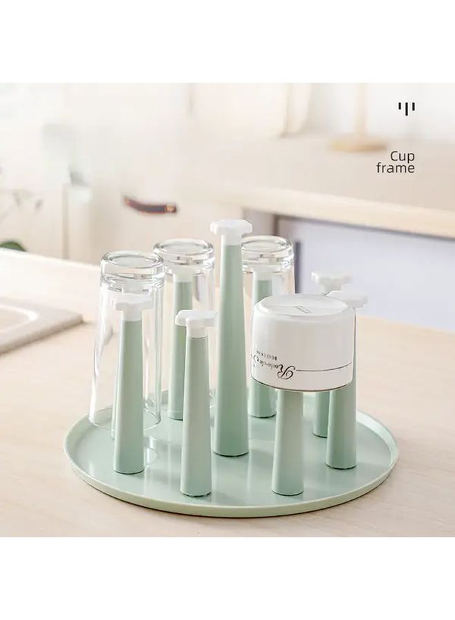 Green 12 Cup Plastic Draining Rack Kitchen Countertop Organizer Clear Beverage Glass Holder - Image 3