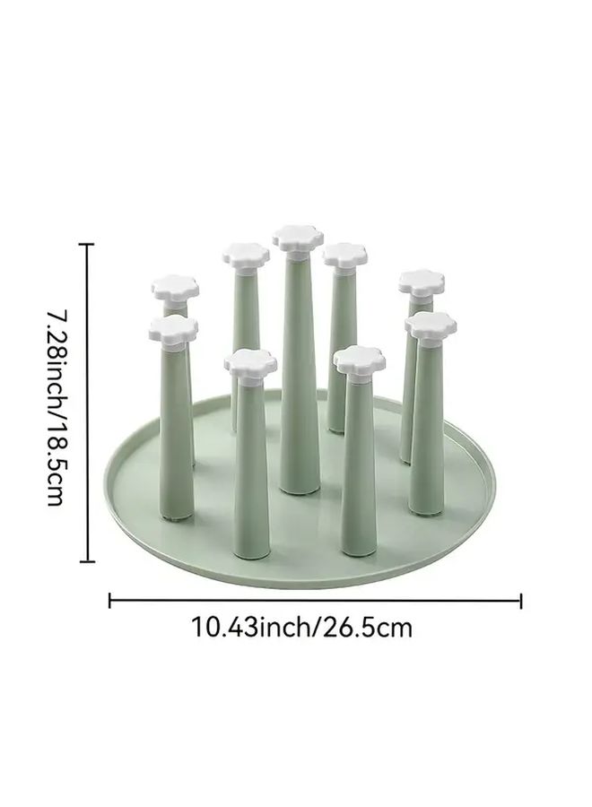 Green 12 Cup Plastic Draining Rack Kitchen Countertop Organizer Clear Beverage Glass Holder - Image 2