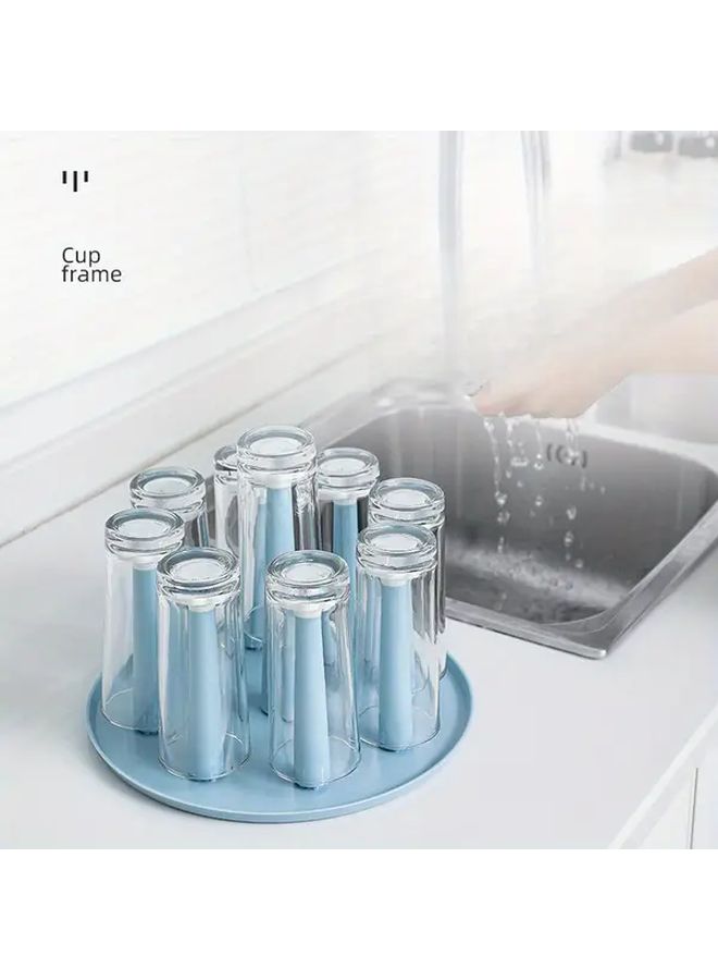 Green 12 Cup Plastic Draining Rack Kitchen Countertop Organizer Clear Beverage Glass Holder - Image 4
