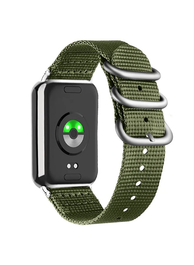 O Ozone Woven Nylon Strap Compatible With Xiaomi Smart Band 8 Pro , Quick Release Replacement Watch Bands for Men and Women- Green - Image 1