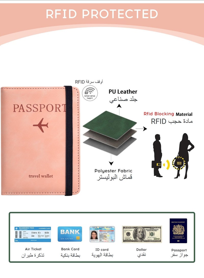1 Pack Passport Holder for Travel Essentials, Passport Wallet Cover Case for Travel Must Haves Accessories,Passport Book Holders for Women and Men Pink - Image 3