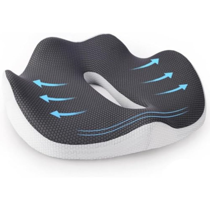 Seat Cushion for Office, 3D Full Wrap Memory Foam Chairs Cushions, for Pressure Relief Sciatica and tailbone Back Pain Relief, Ergonomic Pillow Memory Foam Coccyx Pad for Office Home Car Grey - Image 1