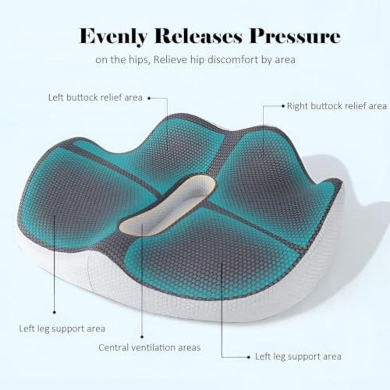 Seat Cushion for Office, 3D Full Wrap Memory Foam Chairs Cushions, for Pressure Relief Sciatica and tailbone Back Pain Relief, Ergonomic Pillow Memory Foam Coccyx Pad for Office Home Car Grey - Image 4