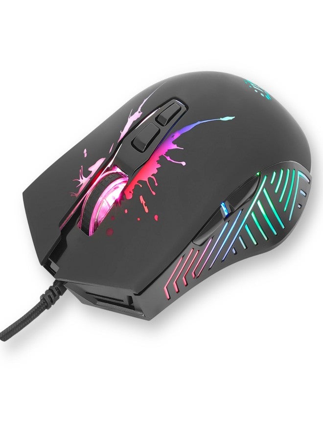 MANHATTAN RGB LED Wired Optical USB Gaming Mouse - 7200 DPI, Ergonomic Shape, 7 Buttons, Color-Changing LEDs, Low-Friction Base, Computer Mouse for Laptop, Extra-Long Braided Cable - 190121 - Image 3