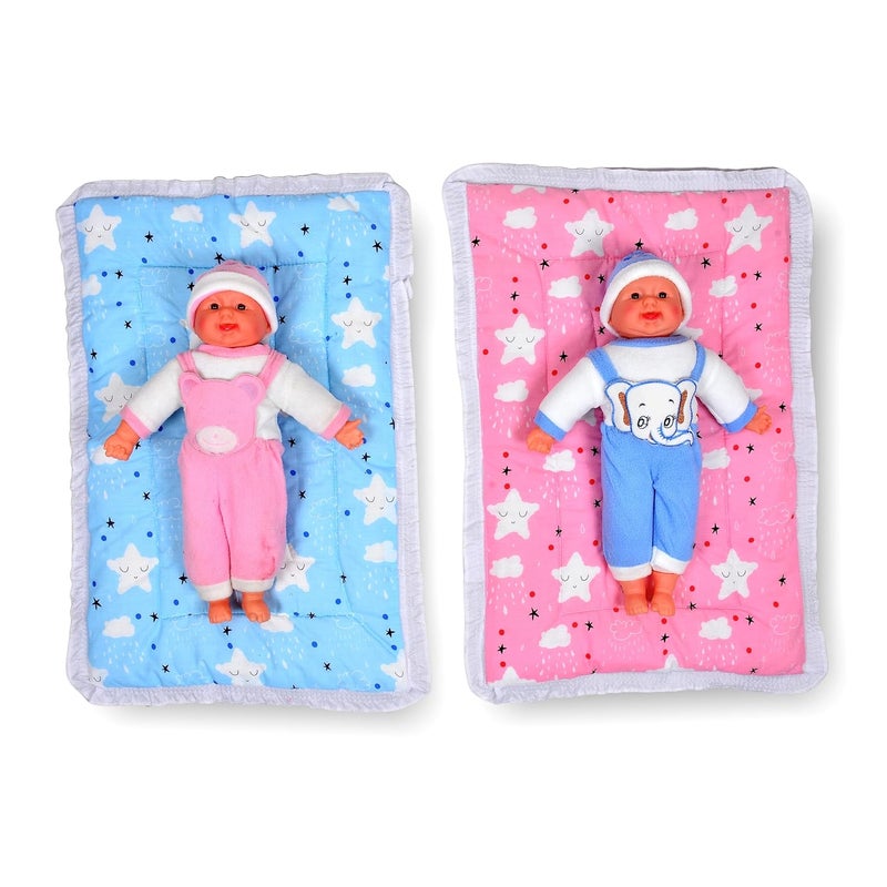 SmallBerry™ Newborn Baby Godadi Bedding Set with Mattress | Multi-Color & Design for Infants | Pack of 2 | Cozy Nursery Essentials for Your Precious Bundle of Joy (Blue&Pink) - Image 2