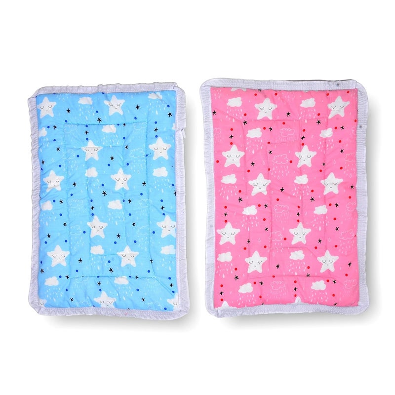 SmallBerry™ Newborn Baby Godadi Bedding Set with Mattress | Multi-Color & Design for Infants | Pack of 2 | Cozy Nursery Essentials for Your Precious Bundle of Joy (Blue&Pink) - Image 1