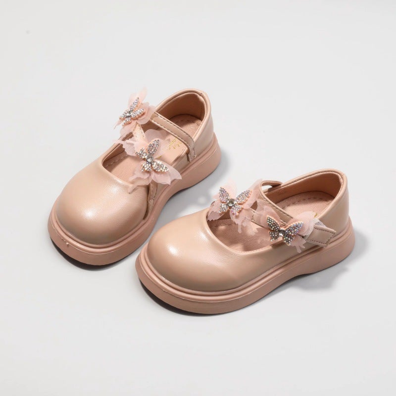 Girls'' Shoes, Kidsren''s Princess Crystal Leather Shoes, 2026 Spring Model, New Spring Baby Shiny Flats with Soft Soles - Image 4