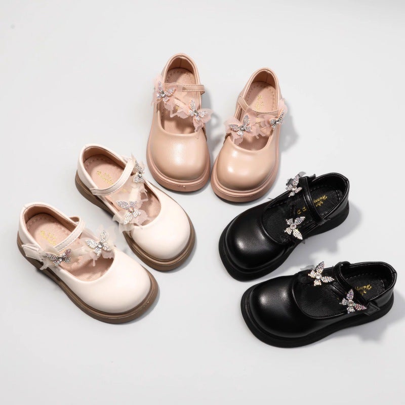 Girls'' Shoes, Kidsren''s Princess Crystal Leather Shoes, 2026 Spring Model, New Spring Baby Shiny Flats with Soft Soles - Image 3