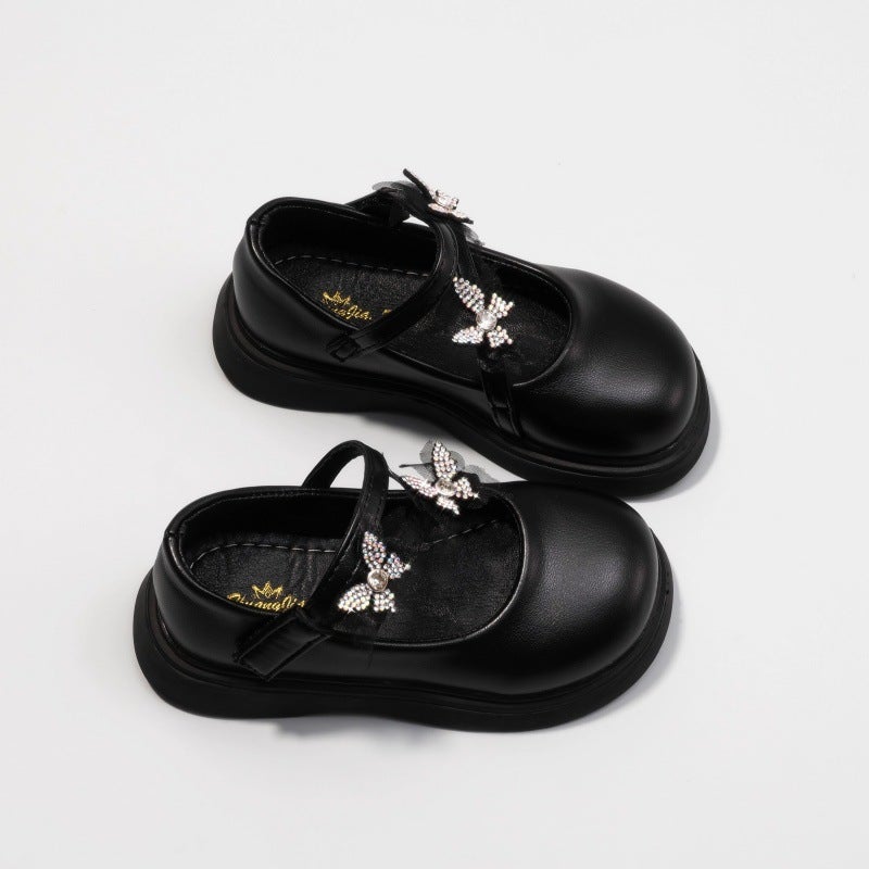 Girls'' Shoes, Kidsren''s Princess Crystal Leather Shoes, 2026 Spring Model, New Spring Baby Shiny Flats with Soft Soles - Image 5