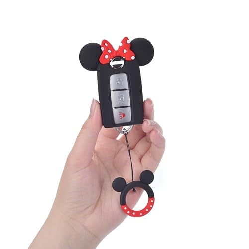 TopGrit Cute Cartoon car Key Protection Cover, Compatible with Nissan Altima Maxima Sentra Armada Pathfinder Rogue Smart Remote Key and Key 2/3/4/5 Button - Black - Image 3
