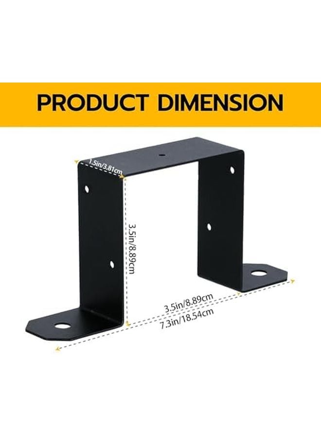 4 قطع أقواس تركيب على شكل حرف U باللون الأسود مقاس 4 × 4 بوصة لربط أعمدة السياج الخارجي بشكل آمن - Image 5