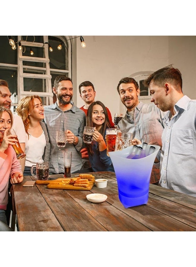 مكبر صوت محمول بتقنية البلوتوث وإضاءة LED مدمج في دلو ثلج، لاسلكي بقوة 5 واط، مزود بإضاءة RGB متدرجة وسعة 7 لترات لتبريد المشروبات - مثالي للحفلات والنوادي والحانات. - Image 4