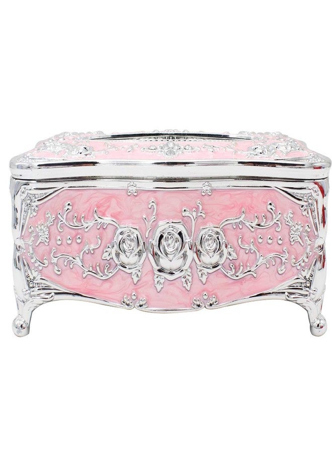 Meltset M Vintage Acrylic Tissue Box Holder, Rectangular Facial Tissue Cover Dispenser with Rose Pattern, Decorative Napkin Organizer for Bathroom Vanity, Bedroom Nightstand, Car & Office (Silver Pink) - Image 4