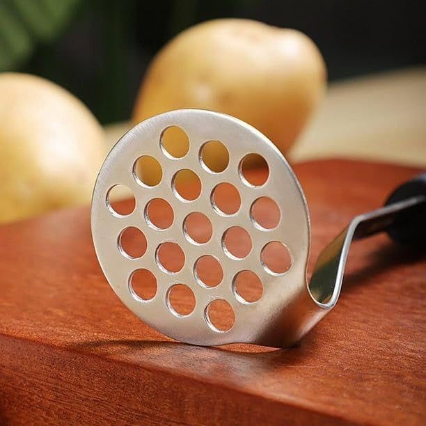 Ameedarshan Stainless Steel Round Potato Masher with Ergonomic Handle | Baby Food and Pav Bhaji Bean Masher Kitchen Utensil Tools (Silver, Pack of 1) - Image 3
