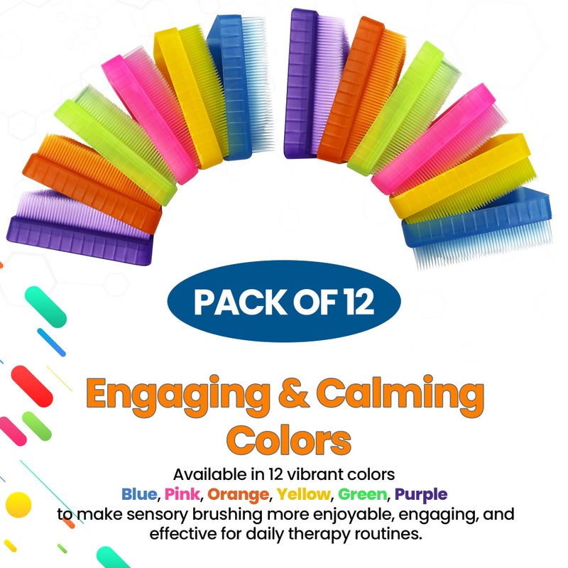 Clipper Mill Wilbarger Method Therapy Sensory Brush Occupational & Therapressure Brush for Calming, Stimulating, and Sensory Brushing â€“ Use as Part of The Wilbarger Brushing Protocol, Colored, 12 Count (Pack of 1) - Image 3