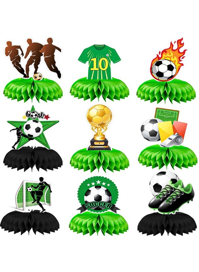 CANIPHA 9 Pcs Soccer Birthday Party Decorations Soccer Ball Honeycomb Centerpieces 3D Football Soccer Theme Centerpieces Theme Party Table Topper Soccer Decorations Party Supplies For Boys Kids Birthday Party - Image 2