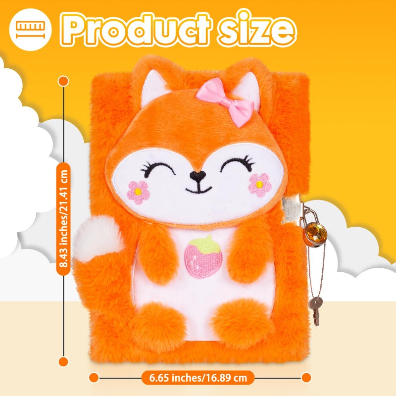 YOYTOO Fox Diary for Girls with Lock, Plush Fox Toys Gift for Teen Girls, Kids Fox Writing Journal Notebook, Birthday Gifts for Little Girls Ages 5 6 7 8 9 10-12 Year Old - Image 5