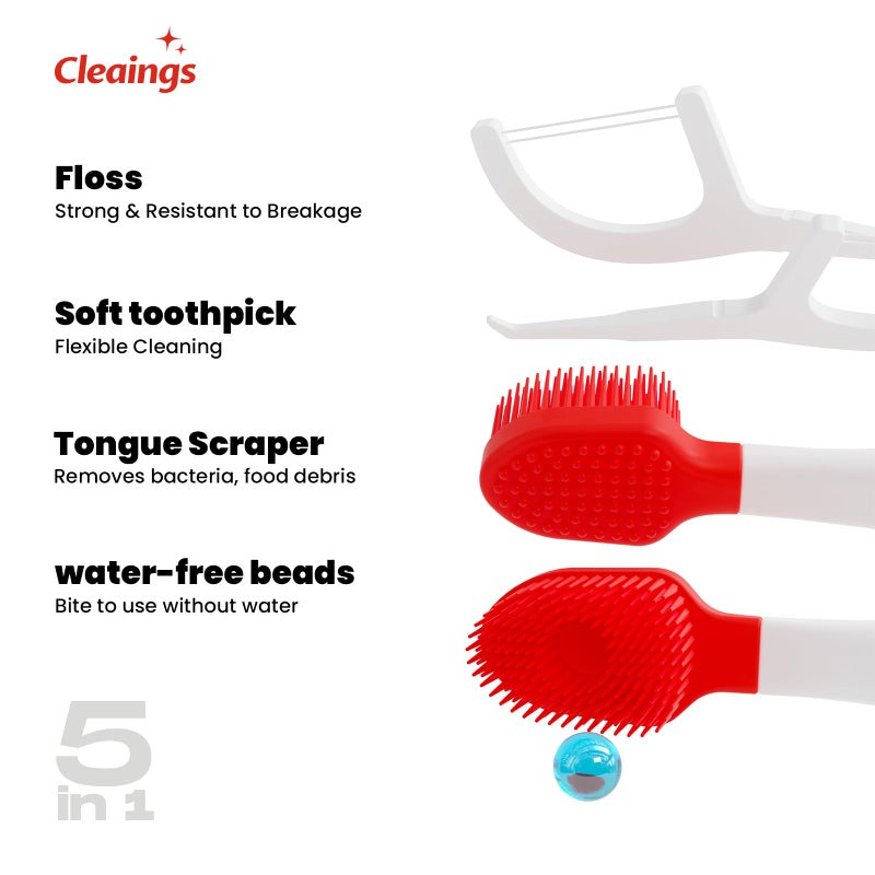 cleaings مجموعة فرشاة أسنان صغيرة قابلة للاستخدام مرة واحدة مع معجون الأسنان وخيط الأسنان - أساسيات السفر المحمولة للنساء والرجال، مثالية للتخييم، ورحلات الطريق، والعطلات، 16 قطعة - نكهة نعناع مكثفة (عبوة من 1)  - Image 2