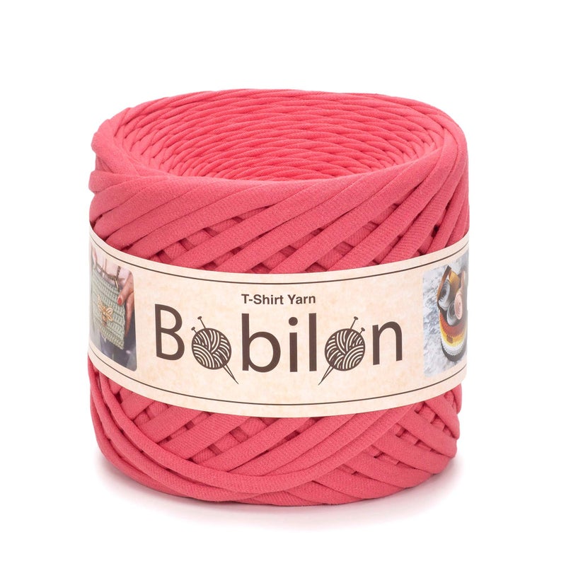 Bobilon TShirt Yarn Fettuccini Zpagetti Style 79 mm Tshirt Yarn for Crocheting Knitting Yarn Ball T Yarn Organic Macrame TYarn Ribbon Yarn 100 Cotton Fabric Jersey Yarn Coral