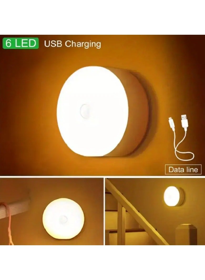 Goolsky 1pc Wireless Motion Sensor Night Light, Bedroom Decor Light, 6LED Detector Wall Decorative Lamp For Staircase Closet Room  - Image 2