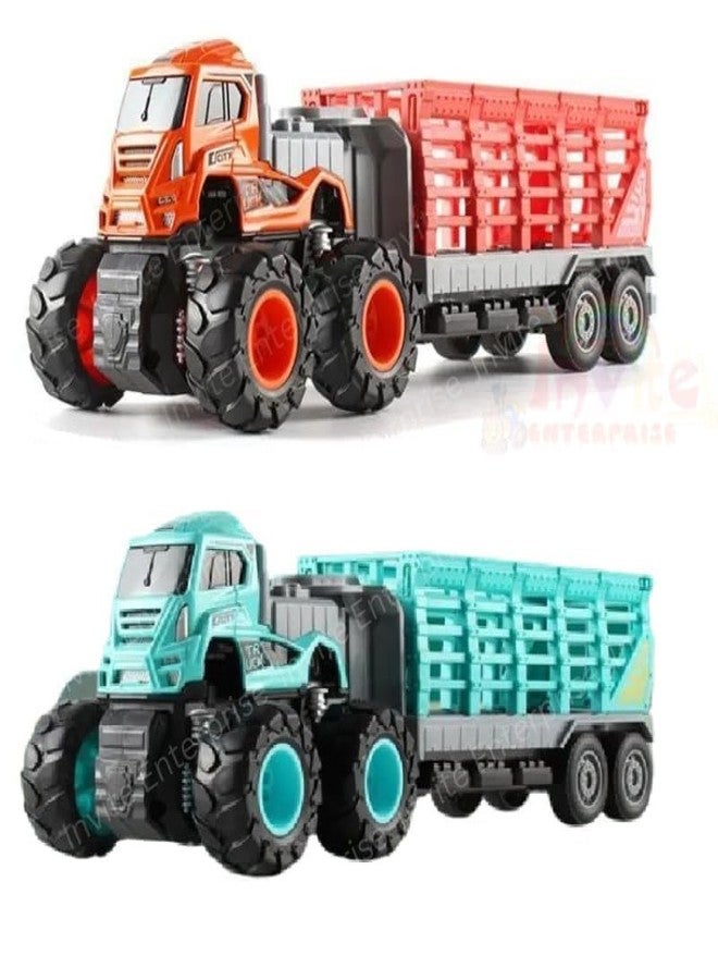 Funspark 1:43 4 WD Diecast Alloy Animal Transportation Truck Toys with Friction Powered Miniature Car Vehicle Toy for Kids, Boys and Girls Best Gift Truck - Image 1